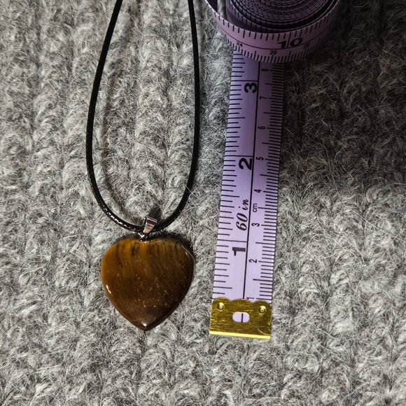 NWOT, golden tiger eye, heart gemstone pendant, hand made, artisan crafted - Picture 3 of 3